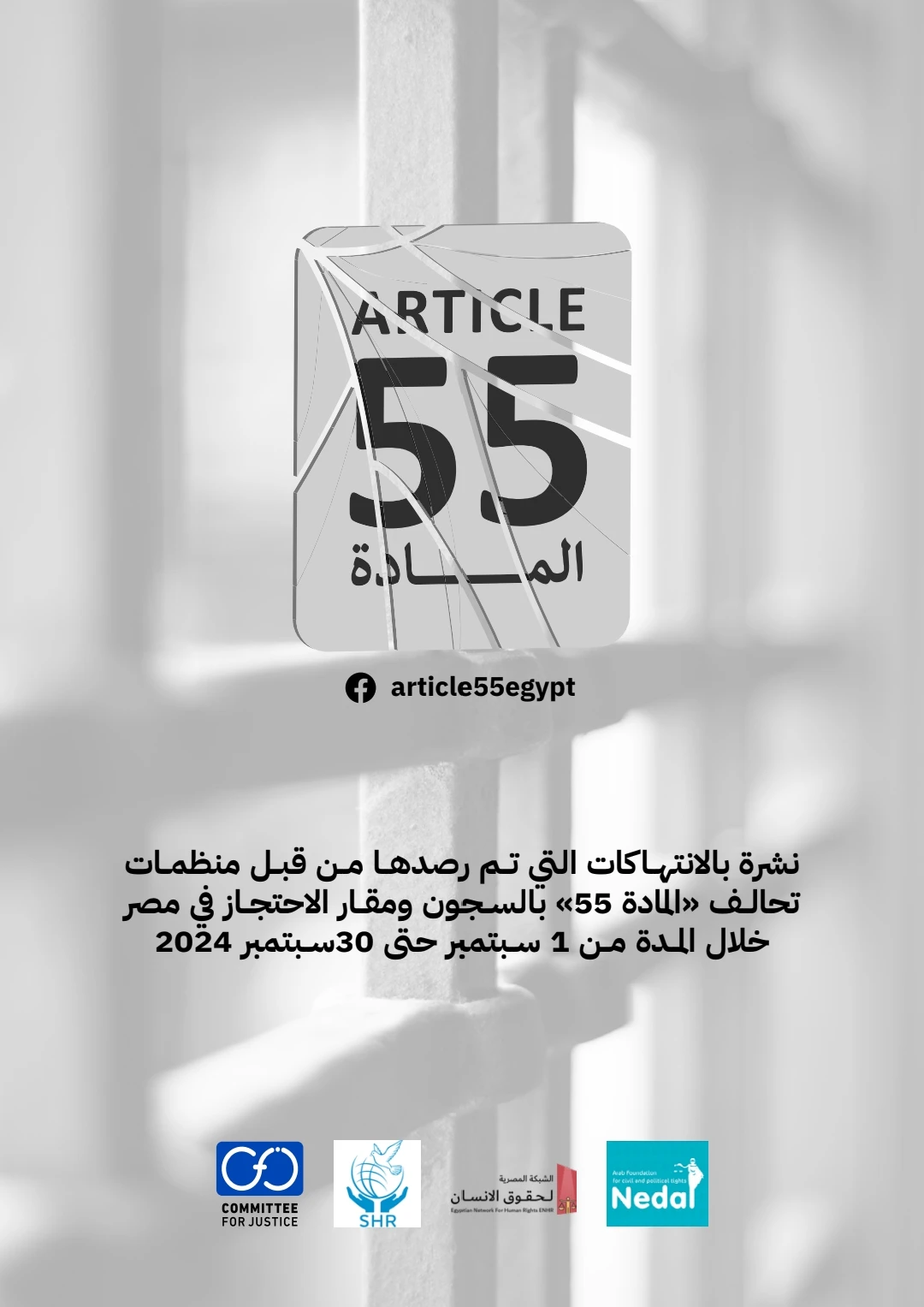 منظمات تحالف المادة 55 تصدر نشرتها الشهرية حول الأوضاع داخل مراكز ومقار الاحتجاز في مصر عن شهر سبتمبر 2024